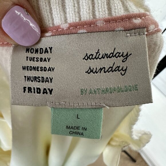 Anthropologie Saturday/Sunday Mission Ivory Quilted Lace Bomber Zip-up Jacket L - Picture 6 of 11